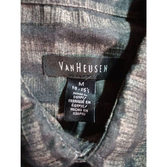 Van Heusen Shirt Men's Medium Gray Button Front Short Sleeve‎ - Picture 5 of 7